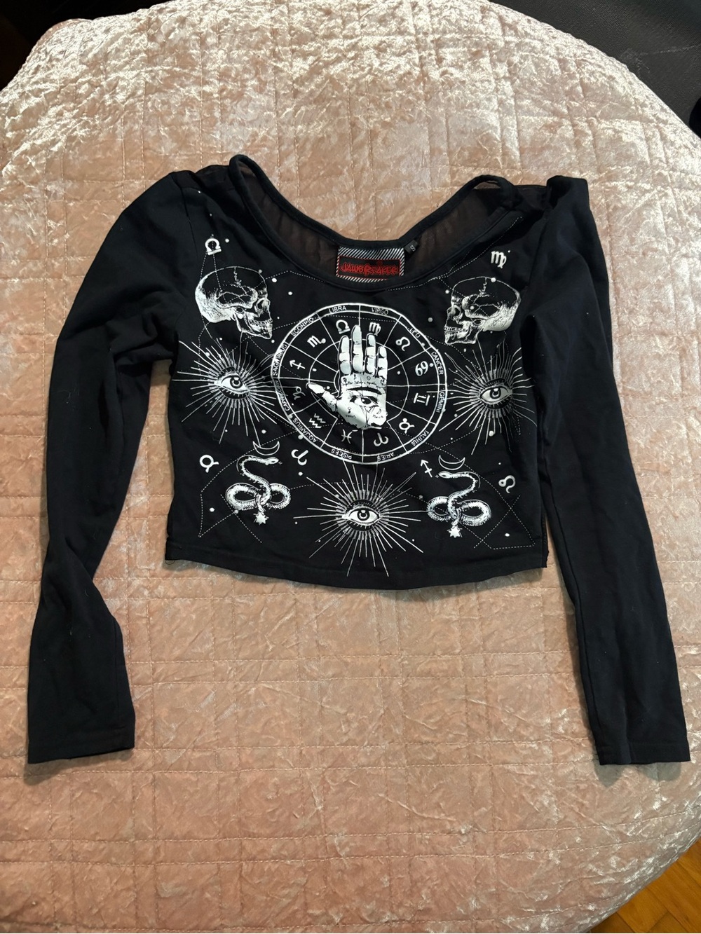 Jawbreaker Black Mystical Graphic Long-Sleeve Crop Top